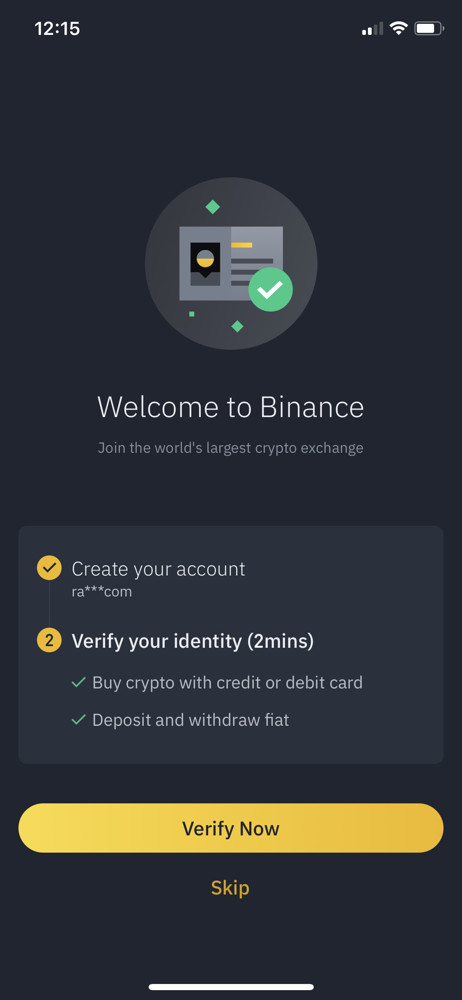 Binance Welcome screenshot