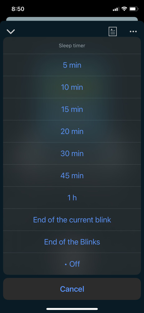 Blinkist Sleep timer screenshot