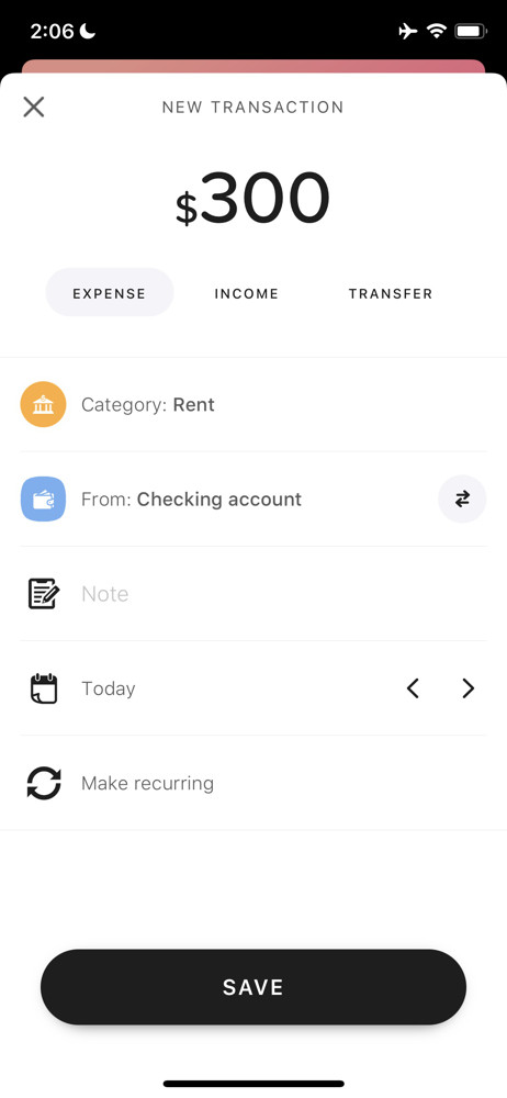 Buddy budget Add transaction screenshot