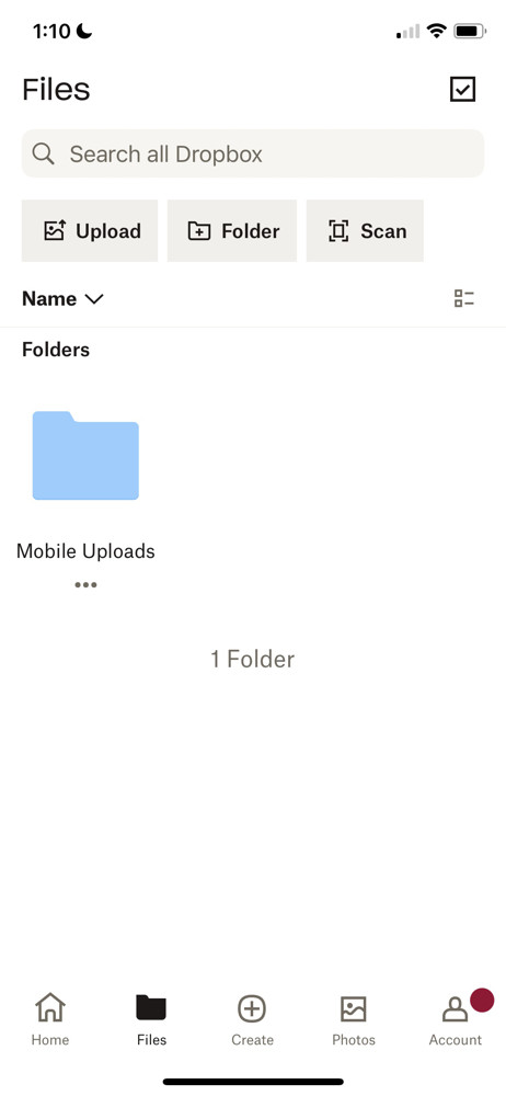 Dropbox Folder screenshot
