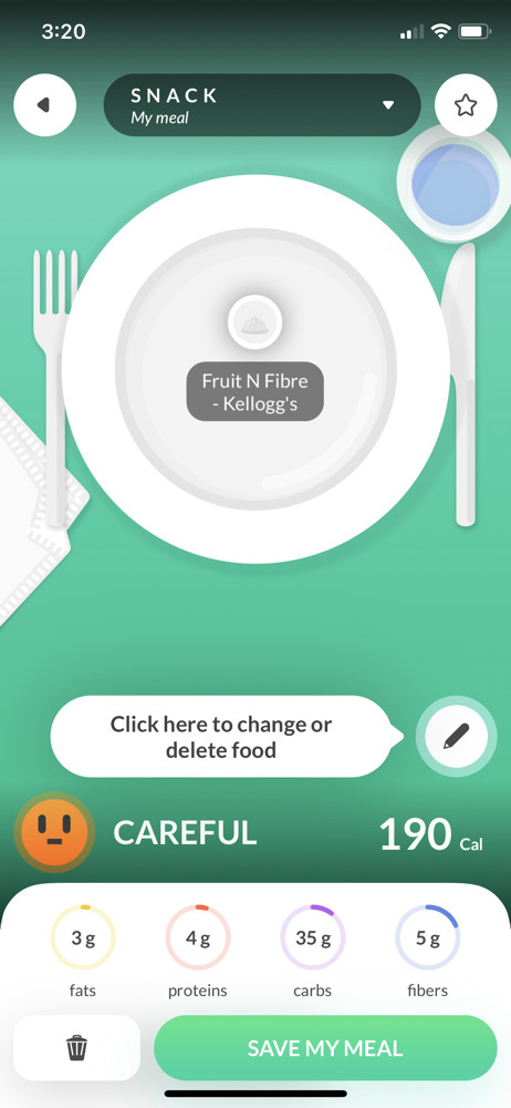 Foodvisor Save meal screenshot