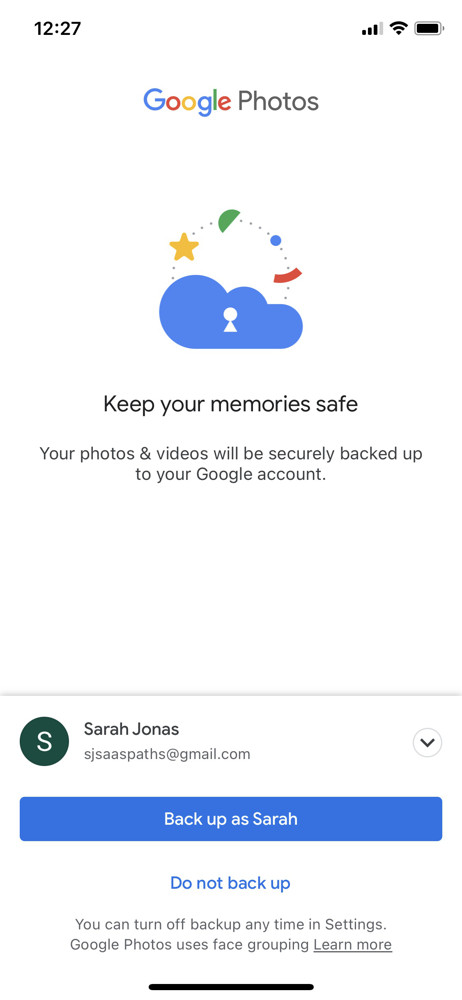 Google Photos Enable backups screenshot