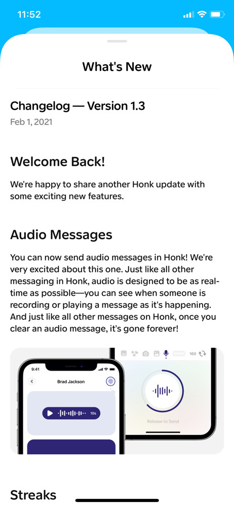 Honk Changelog screenshot