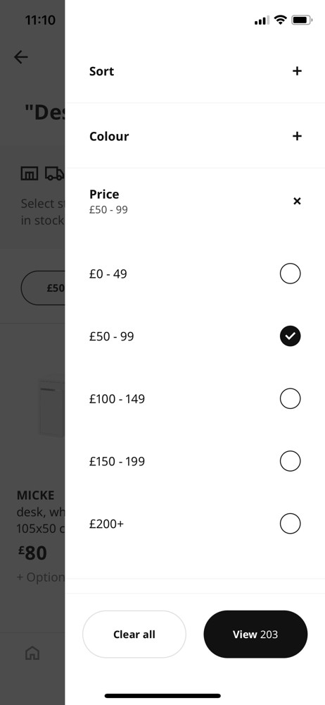 IKEA Filter screenshot
