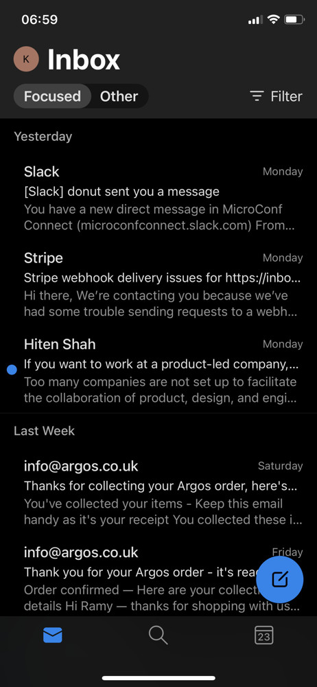 Microsoft Outlook Inbox screenshot