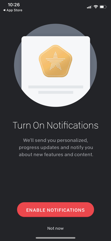 Peloton Enable notifications screenshot