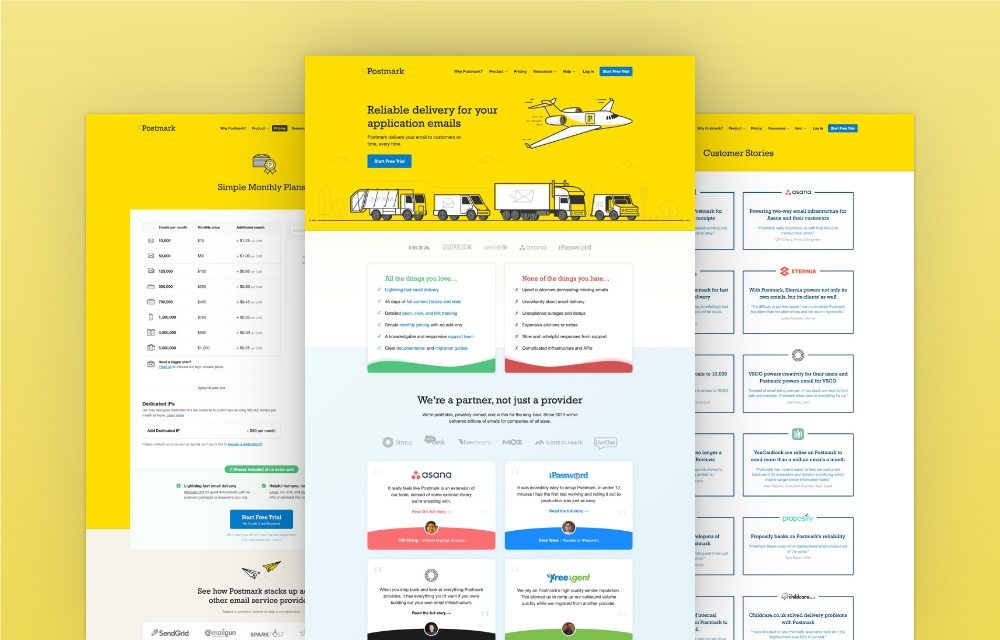 Pricing page example #568: Postmark marketing site