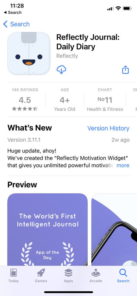 Reflectly App store listing screenshot