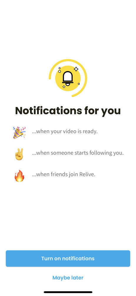 Relive Enable notifications screenshot