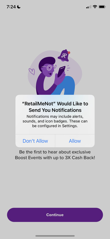RetailMeNot Enable notifications screenshot