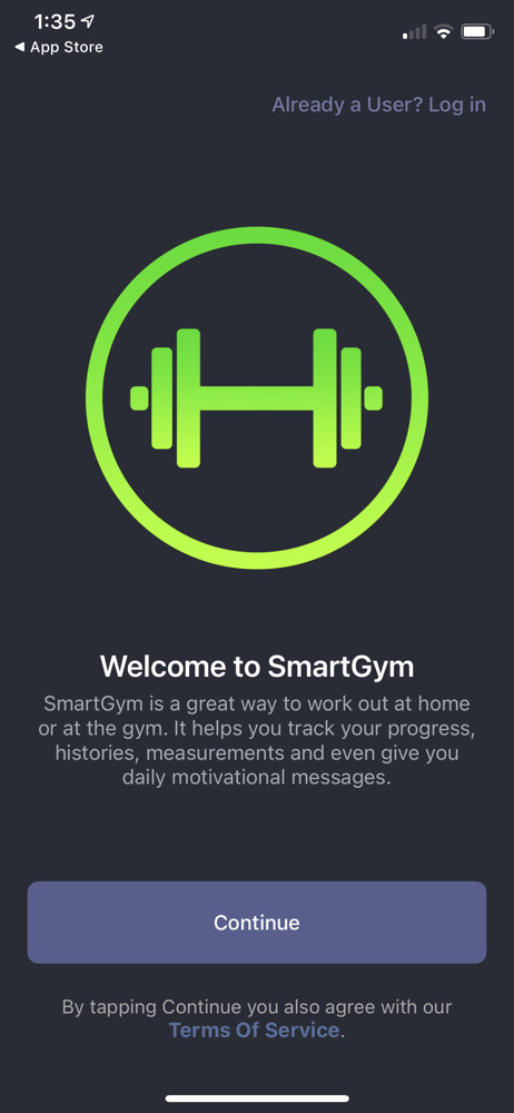SmartGym Start screen screenshot