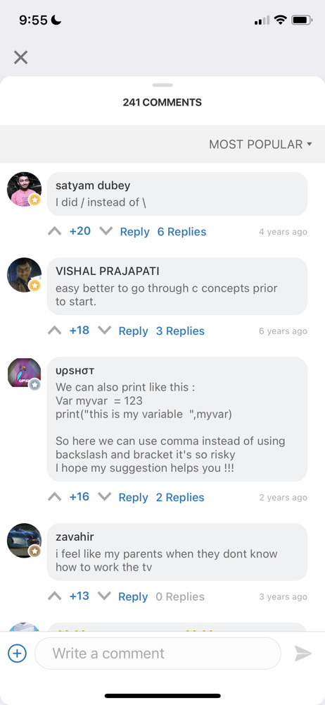 Sololearn Comments screenshot