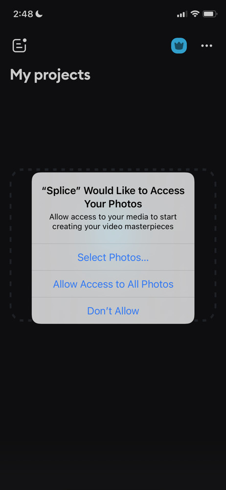 Splice Enable access to photos screenshot