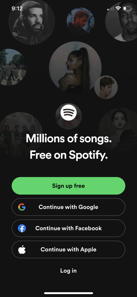Spotify Start screen screenshot