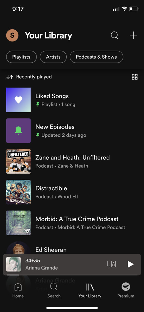 Spotify Library screenshot