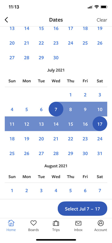VRBO Set dates screenshot